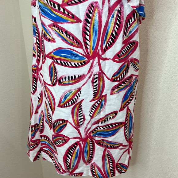 J Crew One Shoulder Dress White Pink Tropical Leaf Print Small - Picture 4 of 14